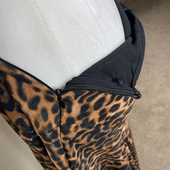Lauren Ralph Lauren Leopard Animal Print A Line Skirt Zipper Closure Size 8 - Picture 5 of 9
